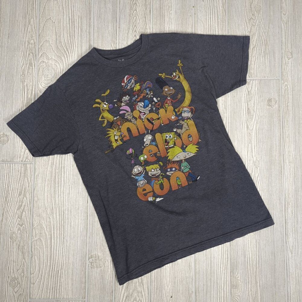 2017 Nickelodeon Men’s Medium Character Short Sleeve T-Shirt Hey Arnold Cat Dog